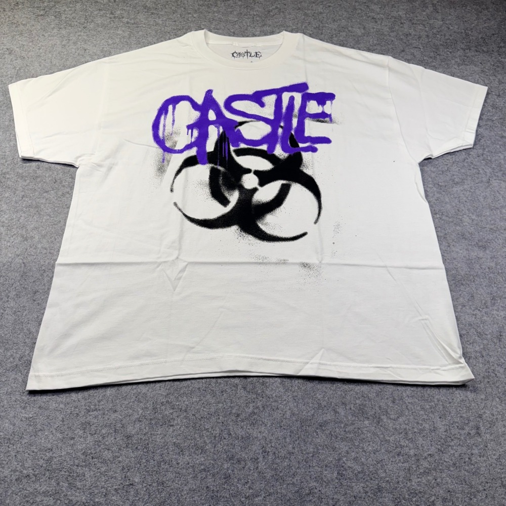 Castle T Shirt Mens XLWhite Biohazard Graffiti Streetwear Graphic NWOT